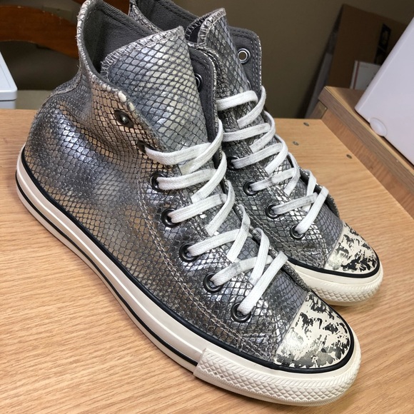 Converse Shoes - *SOLD!* Converse Metallic Silver Snakeskin Sneaker